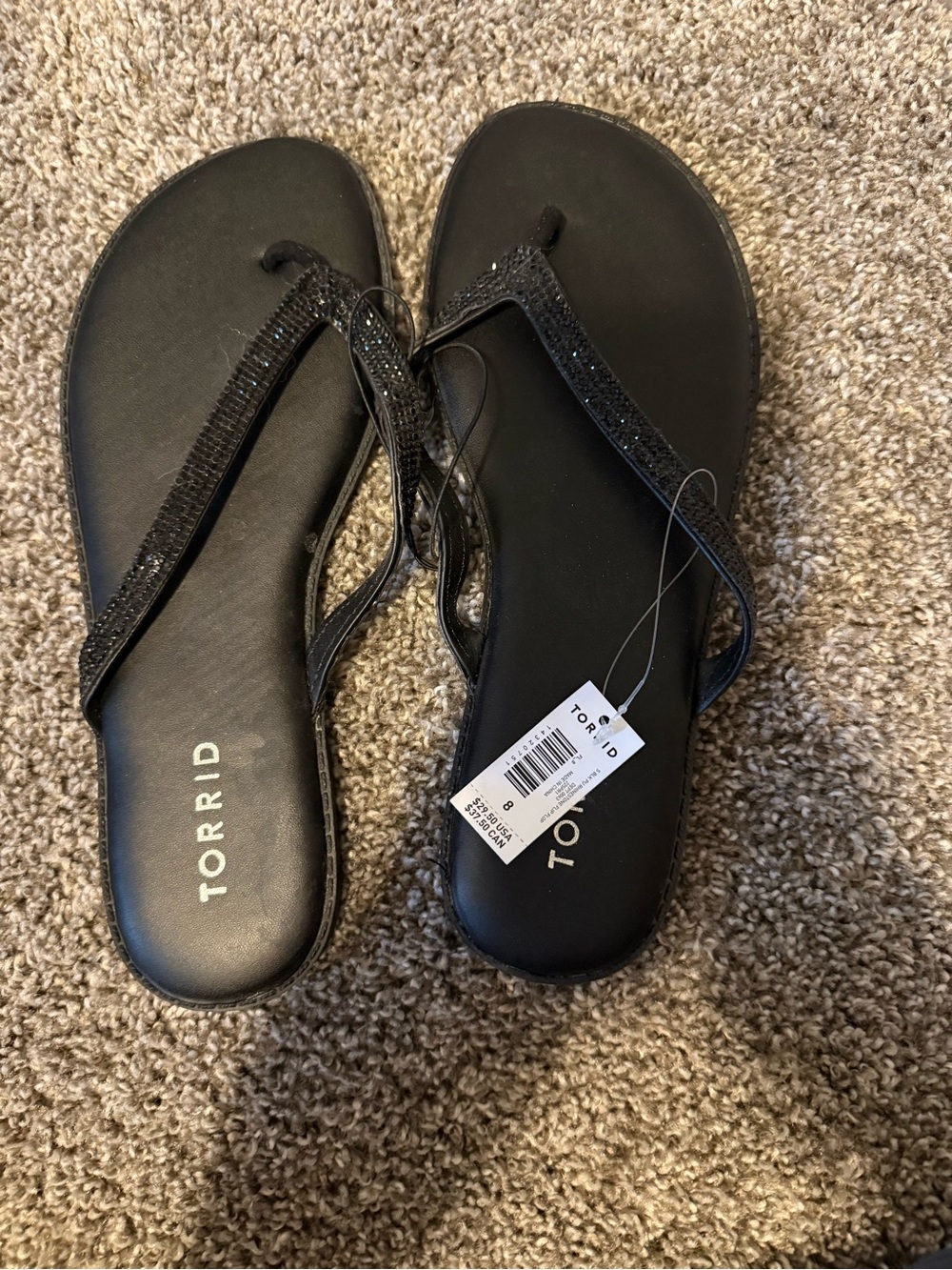 torrid Black Sparkle Flip Flop Sandals